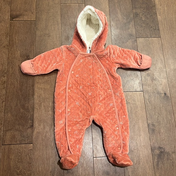 Nordstrom Baby Bunting Quilted Burnt Orange Desert Dottie Print Size 9 Months - Picture 2 of 9